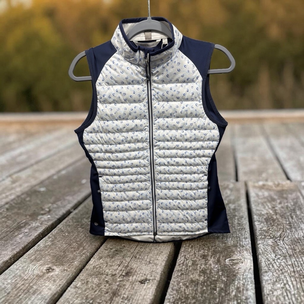 Womens Peter Millar Vest Fuse Elite Hybrid Sz Small Tossed Paisley Full Zip New